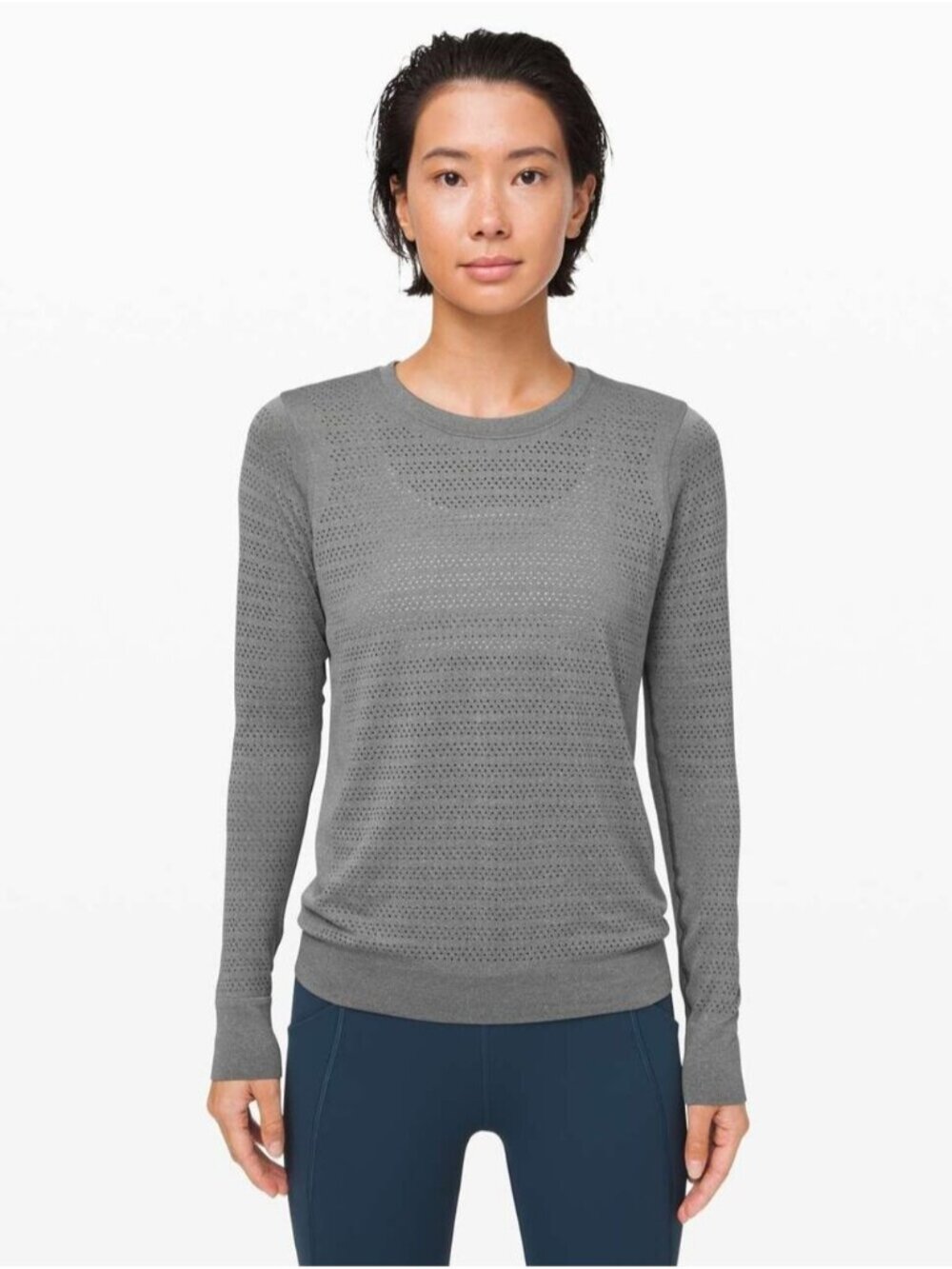 Lululemon Breeze By Long Sleeve *Squad Slate / White